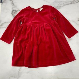 Hanna Andersson Red Velvet Long Sleeve Dress Size 80cm 18-24M